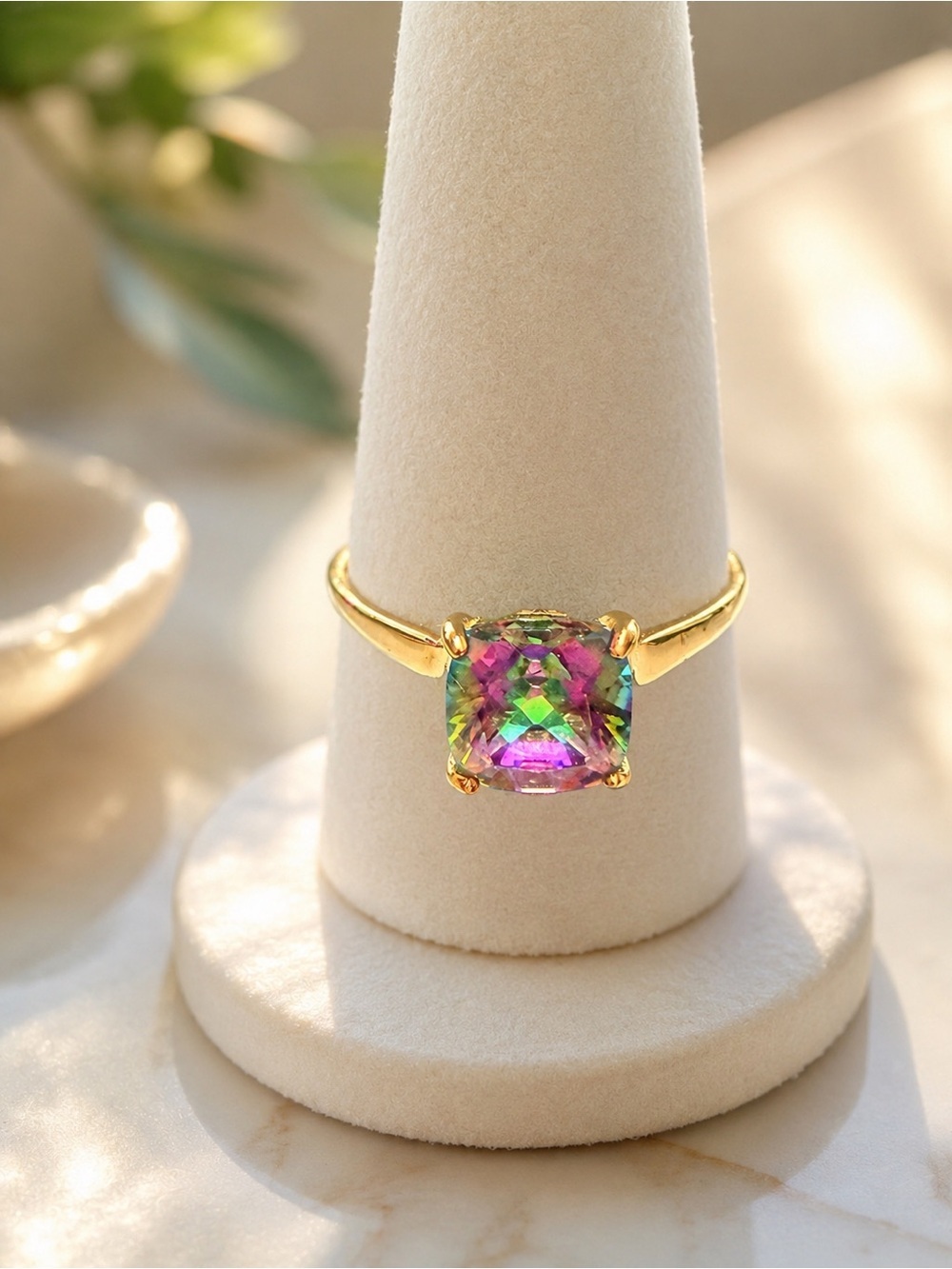 14K Gold Plated Mystic Topaz Ring – Size 8 | Tarnish Resistant